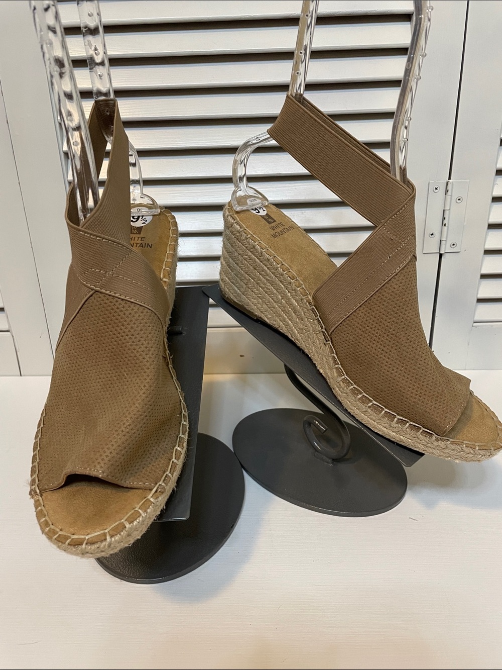 White Mountain Tan Espadrille Wedge Sandals